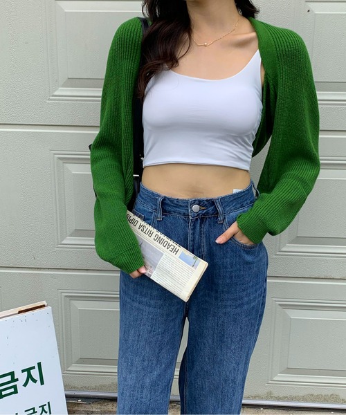 EPICKS（エピックス）の「ボレロショートカーディガン（カーディガン/ボレロ・レディース・ブラック/グリーン/グレー/ベージュ/アイボリー・F）」の5枚目の写真