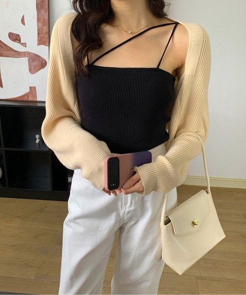 EPICKS（エピックス）の「ボレロショートカーディガン（カーディガン/ボレロ・レディース・ブラック/グリーン/グレー/ベージュ/アイボリー・F）」の2枚目の写真