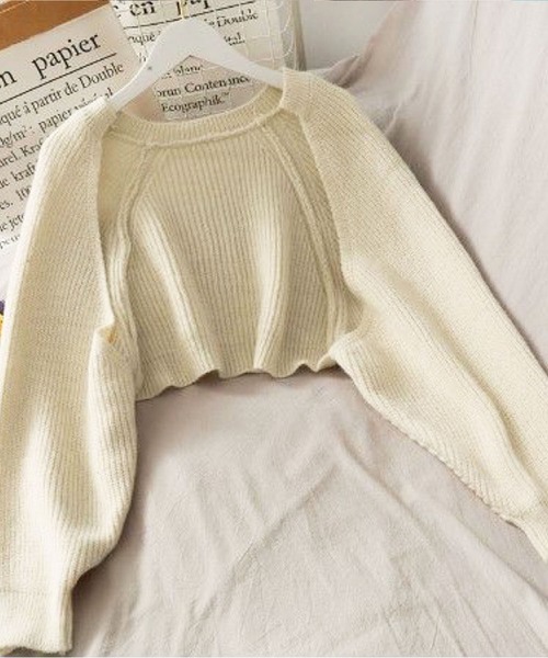 EPICKS（エピックス）の「ボレロショートカーディガン（カーディガン/ボレロ・レディース・ブラック/グリーン/グレー/ベージュ/アイボリー・F）」の6枚目の写真