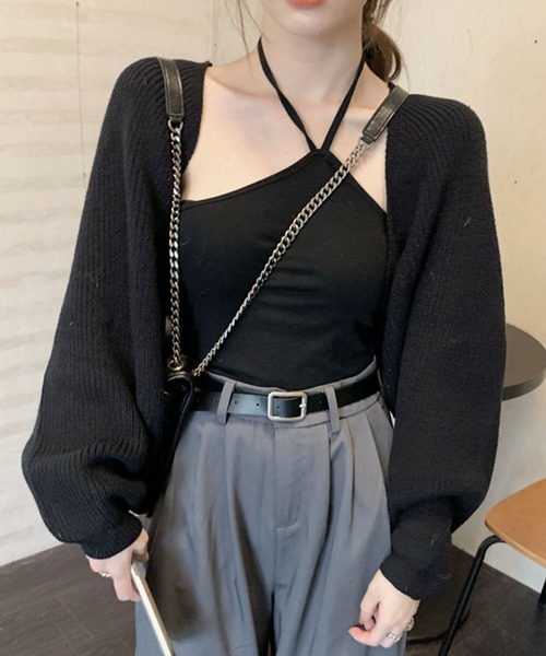 EPICKS（エピックス）の「ボレロショートカーディガン（カーディガン/ボレロ・レディース・ブラック/グリーン/グレー/ベージュ/アイボリー・F）」の8枚目の写真