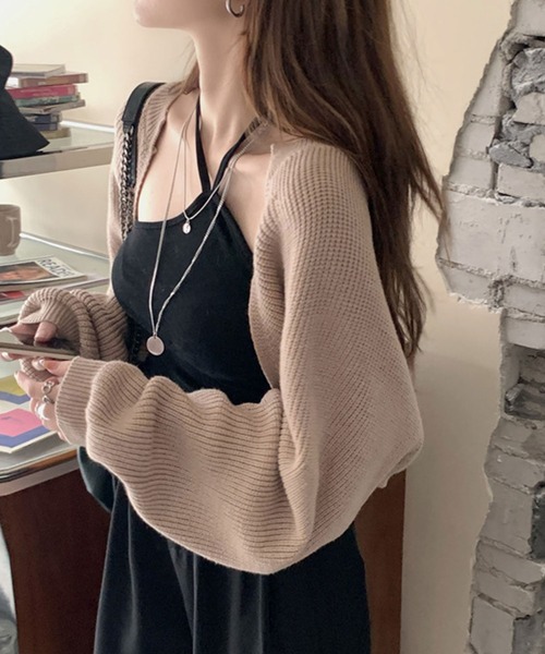 EPICKS（エピックス）の「ボレロショートカーディガン（カーディガン/ボレロ・レディース・ブラック/グリーン/グレー/ベージュ/アイボリー・F）」の14枚目の写真