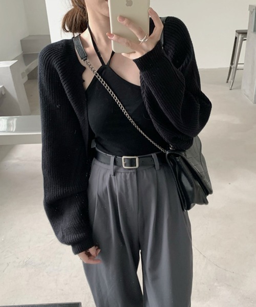 EPICKS（エピックス）の「ボレロショートカーディガン（カーディガン/ボレロ・レディース・ブラック/グリーン/グレー/ベージュ/アイボリー・F）」の16枚目の写真