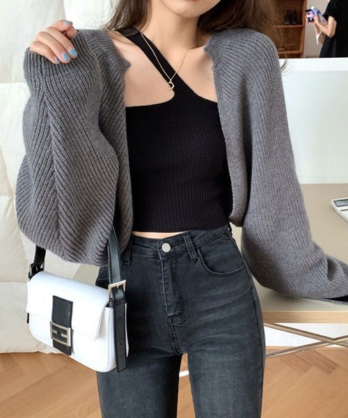 EPICKS（エピックス）の「ボレロショートカーディガン（カーディガン/ボレロ・レディース・ブラック/グリーン/グレー/ベージュ/アイボリー・F）」の18枚目の写真