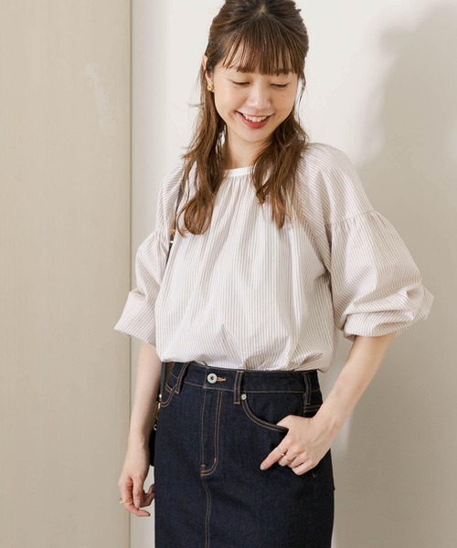 URBAN RESEARCH Sonny Label（アーバンリサーチサニーレーベル）の「ギャザースリーブブラウス（シャツ/ブラウス・レディース・ベージュ/ブルー/ホワイト・FREE）」の3枚目の写真