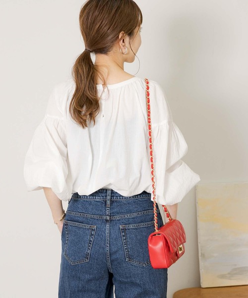 URBAN RESEARCH Sonny Label（アーバンリサーチサニーレーベル）の「ギャザースリーブブラウス（シャツ/ブラウス・レディース・ベージュ/ブルー/ホワイト・FREE）」の7枚目の写真