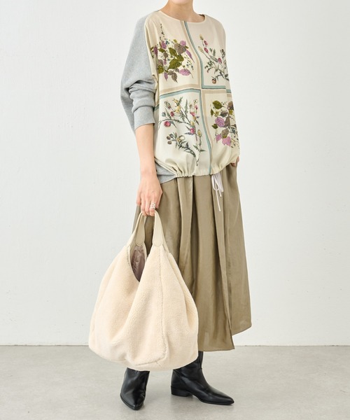 BEARDSLEY（ビアズリー）の「フェイクボアトートバッグ：すぐにお届け! A4サイズ収納可（トートバッグ・レディース・アイボリー/ブラウン系その他・FREE）」の4枚目の写真