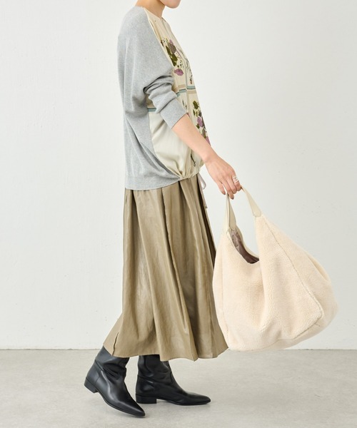 BEARDSLEY（ビアズリー）の「フェイクボアトートバッグ：すぐにお届け! A4サイズ収納可（トートバッグ・レディース・アイボリー/ブラウン系その他・FREE）」の9枚目の写真