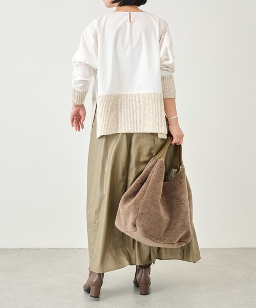 BEARDSLEY（ビアズリー）の「フェイクボアトートバッグ：すぐにお届け! A4サイズ収納可（トートバッグ・レディース・アイボリー/ブラウン系その他・FREE）」の14枚目の写真