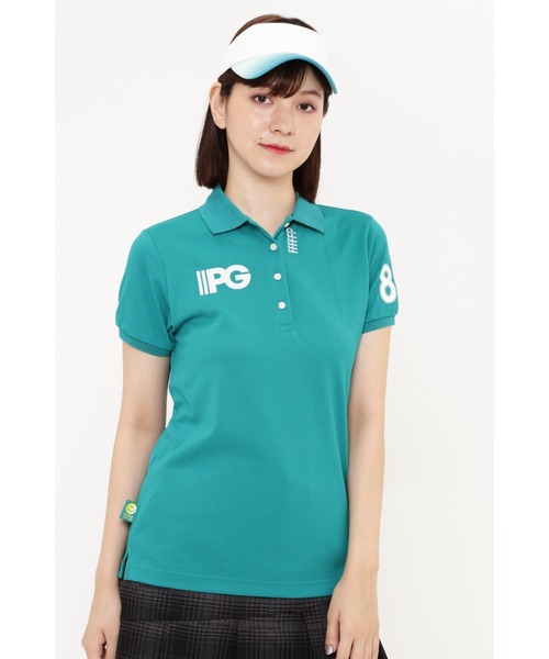 PEARLY GATES（パーリーゲイツ）の「【PEARLY GATES】アンドプラスカノコ 半袖ポロシャツ ＜グラデーションロゴ＞（ポロシャツ・レディース・ホワイト/ネイビー/ピンク/グリーン・SMALL/MEDIUM/LARGE/X-SMALL）」の14枚目の写真