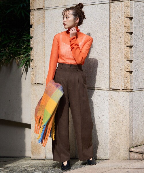 FREAK'S STORE（フリークスストア）の「テックウーリータックワイドパンツ（スラックス・レディース・グリーン/ブラウン/その他/コーラルピンク・MEDIUM/SMALL）」の9枚目の写真