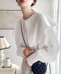 classicalelf | 大人の”可愛い”。ビッグカラーチュニック丈ブラウス(無地＆ストライプ柄)(シャツ/ブラウス)