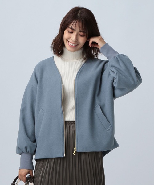 BAYFLOW(ベイフロー)の「ウーリージップブルゾン(ブルゾン・レディース・ライトグレー/ブラック/ブルー/アイボリー・SMALL/MEDIUM)」の4枚目の写真