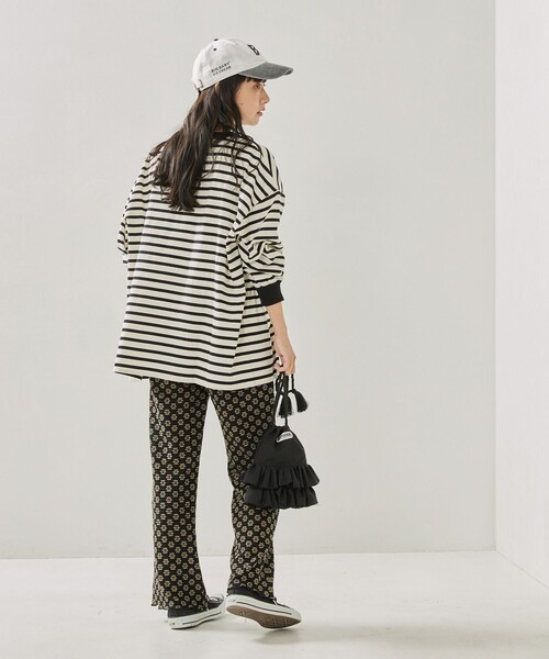 FREAK'S STORE（フリークスストア）の「ボーダーBIGロンTEE（Tシャツ/カットソー・レディース・ブラック/ピンク/イエロー/ブルー/グリーン・ﾌﾘ-）」の11枚目の写真