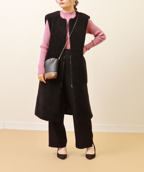 libelle more(リベル モア)の「ボアロングベスト(ベスト・レディース・ブラック/カーキ/モカ/グレイッシュベージュ・M/L)」の18枚目の写真