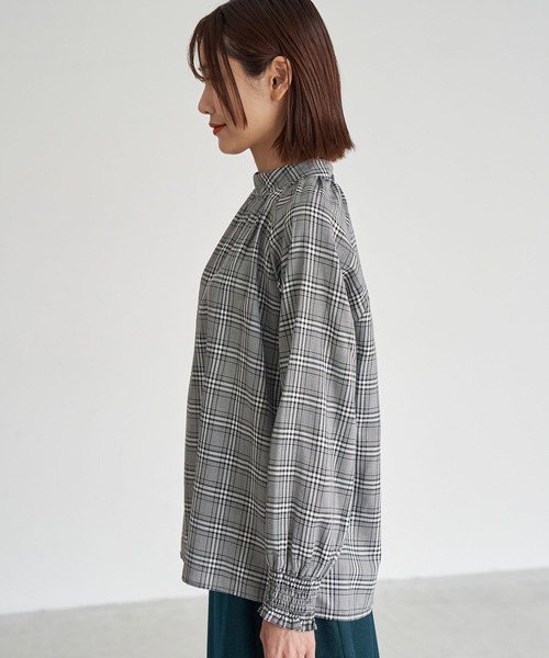 ROPE' PICNIC（ロペピクニック）の「先染めチェックブラウス（シャツ/ブラウス・レディース・パープル系その他2/ブラック系その他/ブラック・38）」の4枚目の写真