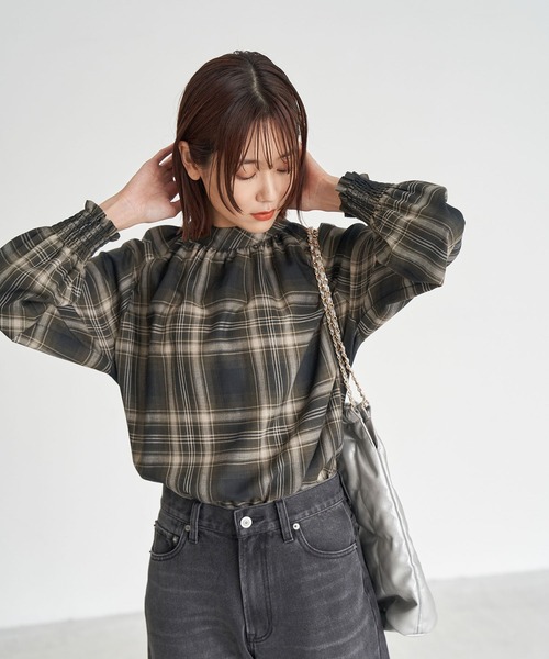 ROPE' PICNIC（ロペピクニック）の「先染めチェックブラウス（シャツ/ブラウス・レディース・パープル系その他2/ブラック系その他/ブラック・38）」の18枚目の写真