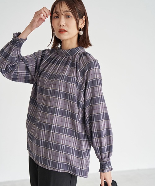 ROPE' PICNIC（ロペピクニック）の「先染めチェックブラウス（シャツ/ブラウス・レディース・パープル系その他2/ブラック系その他/ブラック・38）」の21枚目の写真