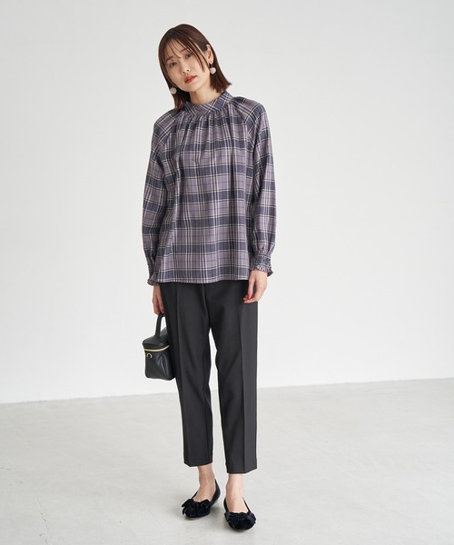 ROPE' PICNIC（ロペピクニック）の「先染めチェックブラウス（シャツ/ブラウス・レディース・パープル系その他2/ブラック系その他/ブラック・38）」の22枚目の写真