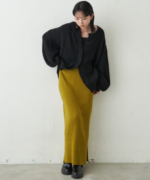 Aunt Marie's（アントマリーズ）の「リブニットロングスカート（スカート・レディース・ブラウン/グレー/ライム/ブラック・FREE）」の16枚目の写真