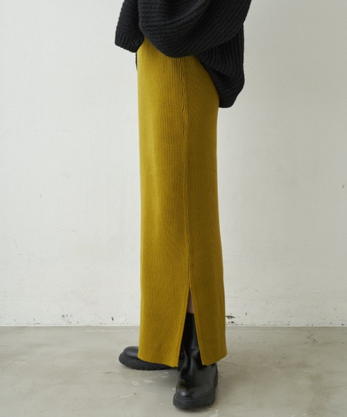 Aunt Marie's（アントマリーズ）の「リブニットロングスカート（スカート・レディース・ブラウン/グレー/ライム/ブラック・FREE）」の18枚目の写真