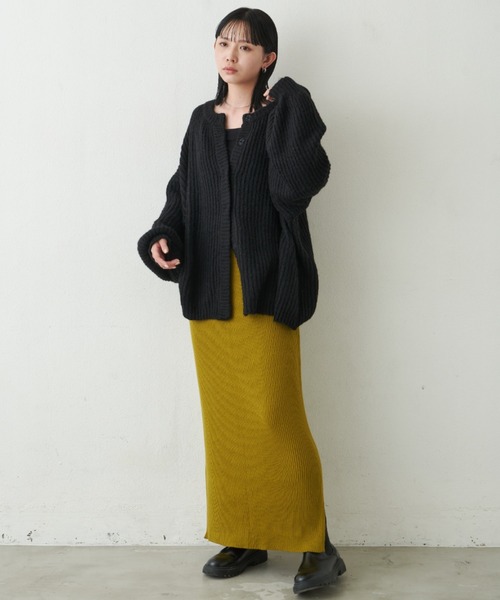 Aunt Marie's（アントマリーズ）の「リブニットロングスカート（スカート・レディース・ブラウン/グレー/ライム/ブラック・FREE）」の14枚目の写真