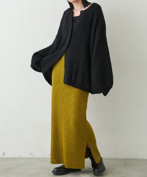 Aunt Marie's（アントマリーズ）の「リブニットロングスカート（スカート・レディース・ブラウン/グレー/ライム/ブラック・FREE）」の17枚目の写真