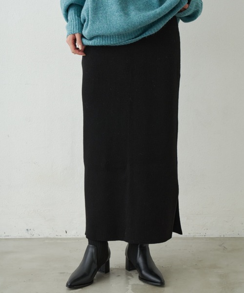 Aunt Marie's（アントマリーズ）の「リブニットロングスカート（スカート・レディース・ブラウン/グレー/ライム/ブラック・FREE）」の11枚目の写真