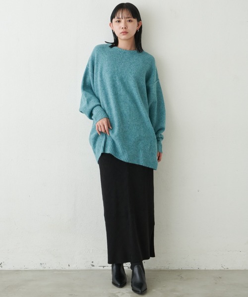 Aunt Marie's（アントマリーズ）の「リブニットロングスカート（スカート・レディース・ブラウン/グレー/ライム/ブラック・FREE）」の8枚目の写真