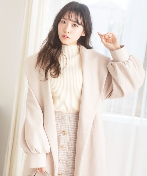 MIIA（ミーア）の「もちもちボトルネックニット（ニット/セーター・レディース・ブラック/オフホワイト/ブルー/グリーン/ピンク/オレンジ/イエロー/ベージュ・FREE）」の2枚目の写真