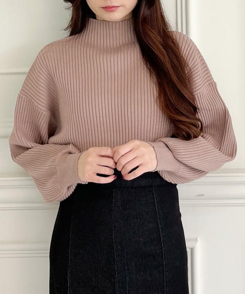 MIIA（ミーア）の「もちもちボトルネックニット（ニット/セーター・レディース・ブラック/オフホワイト/ブルー/グリーン/ピンク/オレンジ/イエロー/ベージュ・FREE）」の13枚目の写真