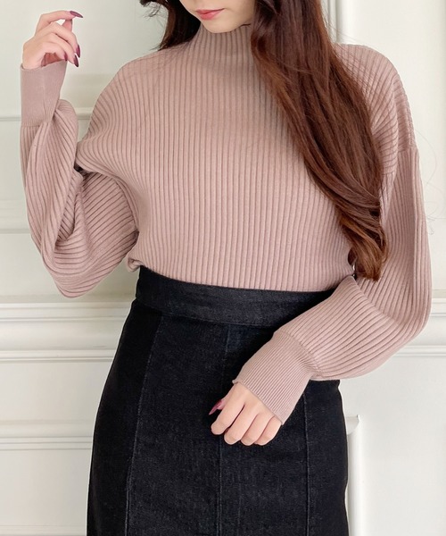 MIIA（ミーア）の「もちもちボトルネックニット（ニット/セーター・レディース・ブラック/オフホワイト/ブルー/グリーン/ピンク/オレンジ/イエロー/ベージュ・FREE）」の14枚目の写真