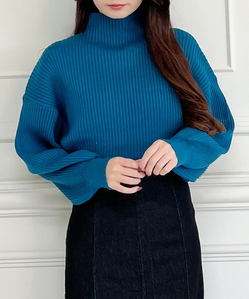 MIIA（ミーア）の「もちもちボトルネックニット（ニット/セーター・レディース・ブラック/オフホワイト/ブルー/グリーン/ピンク/オレンジ/イエロー/ベージュ・FREE）」の15枚目の写真