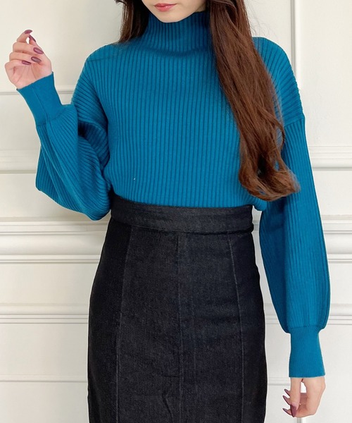 MIIA（ミーア）の「もちもちボトルネックニット（ニット/セーター・レディース・ブラック/オフホワイト/ブルー/グリーン/ピンク/オレンジ/イエロー/ベージュ・FREE）」の16枚目の写真