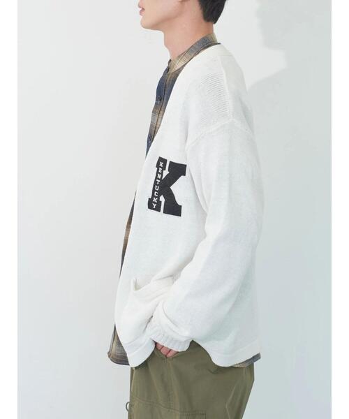 koe（コエ）の「ワッペン刺繍Vニットカーディガン（カーディガン/ボレロ・メンズ・ブラック/グリーン/アイボリー・XL/L）」の9枚目の写真