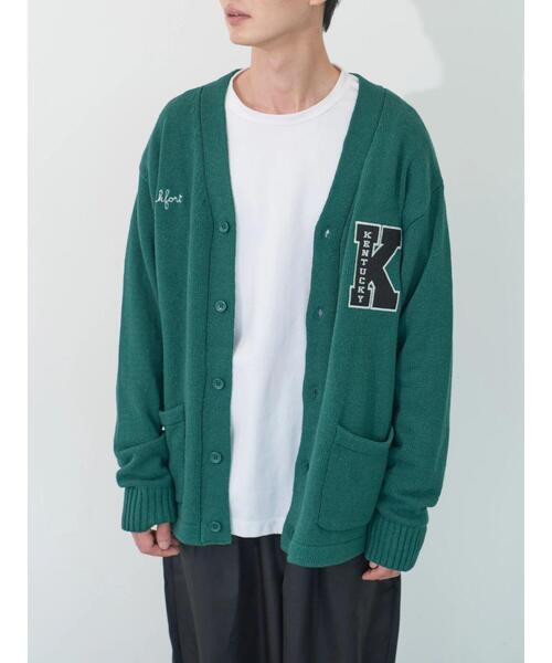 koe（コエ）の「ワッペン刺繍Vニットカーディガン（カーディガン/ボレロ・メンズ・ブラック/グリーン/アイボリー・XL/L）」の3枚目の写真