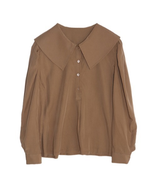 AMAIL（アマイル）の「Big collar nume shirt（シャツ/ブラウス・レディース・ブラウン/アイボリー・FREE）」の9枚目の写真