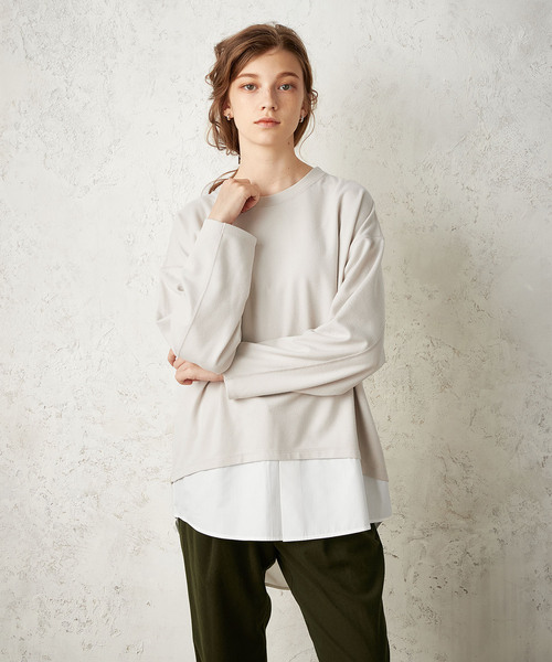 LE SOUK HOLIDAY（ルスークホリデー）の「微起毛フェイクレイヤードプルオーバー（Tシャツ/カットソー・レディース・ベージュ/ライトグレー/ブラック・M/L）」の3枚目の写真