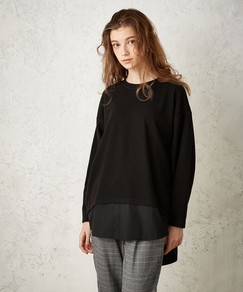 LE SOUK HOLIDAY（ルスークホリデー）の「微起毛フェイクレイヤードプルオーバー（Tシャツ/カットソー・レディース・ベージュ/ライトグレー/ブラック・M/L）」の2枚目の写真