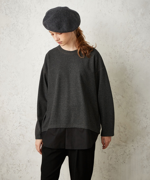 LE SOUK HOLIDAY（ルスークホリデー）の「微起毛フェイクレイヤードプルオーバー（Tシャツ/カットソー・レディース・ベージュ/ライトグレー/ブラック・M/L）」の7枚目の写真