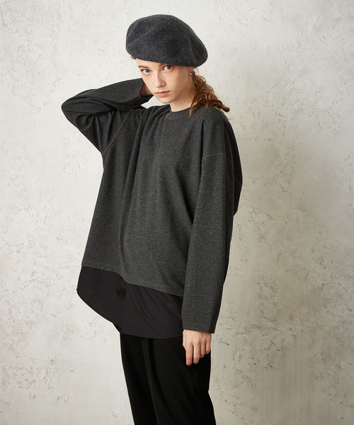 LE SOUK HOLIDAY（ルスークホリデー）の「微起毛フェイクレイヤードプルオーバー（Tシャツ/カットソー・レディース・ベージュ/ライトグレー/ブラック・M/L）」の10枚目の写真
