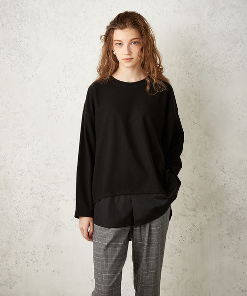 LE SOUK HOLIDAY（ルスークホリデー）の「微起毛フェイクレイヤードプルオーバー（Tシャツ/カットソー・レディース・ベージュ/ライトグレー/ブラック・M/L）」の4枚目の写真