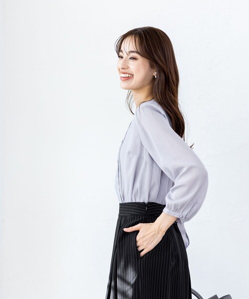 Tiaclasse（ティアクラッセ）の「【洗える】ピンタックレースブラウス（シャツ/ブラウス・レディース・ネイビー/モカ/グレー/オフホワイト/ピンク・M/L）」の22枚目の写真