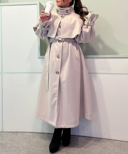 ROYAL PARTY（ロイヤルパーティー）の「2wayケープ付ロングコート（その他アウター・レディース・ブラック/ベージュ/ブラウン・FREE）」の5枚目の写真