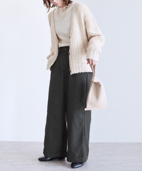 reca（レカ）の「ピンストライプ柄ワイドパンツ（その他パンツ・レディース・ブラック/チャコールグレー・FREE）」の10枚目の写真