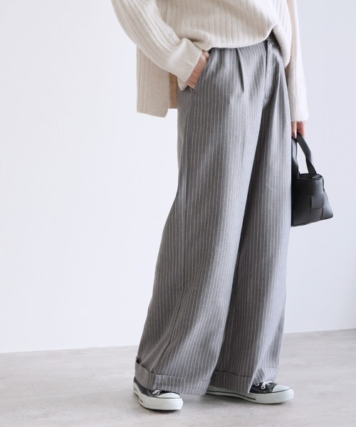 reca（レカ）の「ピンストライプ柄ワイドパンツ（その他パンツ・レディース・ブラック/チャコールグレー・FREE）」の12枚目の写真