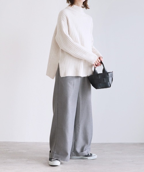 reca（レカ）の「ピンストライプ柄ワイドパンツ（その他パンツ・レディース・ブラック/チャコールグレー・FREE）」の16枚目の写真