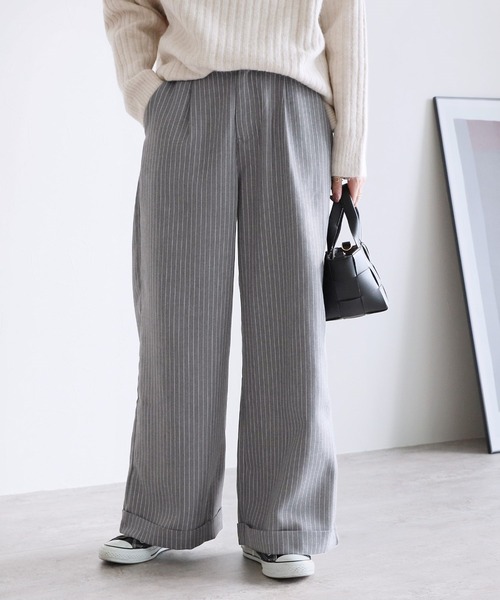 reca（レカ）の「ピンストライプ柄ワイドパンツ（その他パンツ・レディース・ブラック/チャコールグレー・FREE）」の13枚目の写真