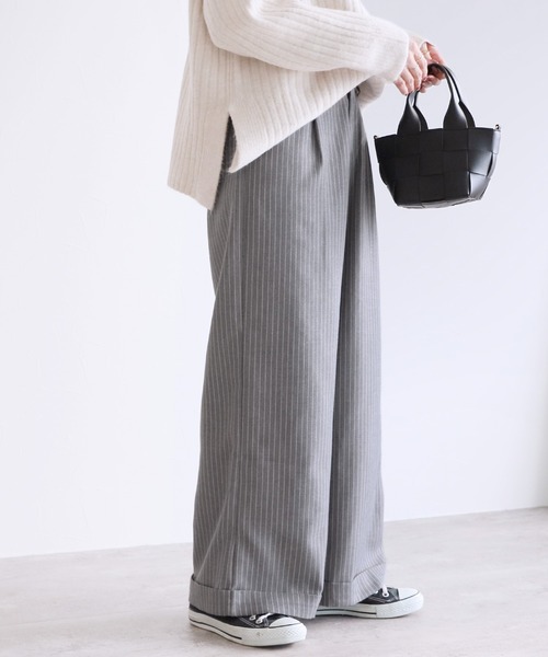 reca（レカ）の「ピンストライプ柄ワイドパンツ（その他パンツ・レディース・ブラック/チャコールグレー・FREE）」の14枚目の写真