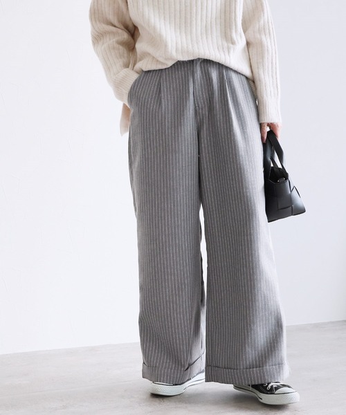 reca（レカ）の「ピンストライプ柄ワイドパンツ（その他パンツ・レディース・ブラック/チャコールグレー・FREE）」の15枚目の写真
