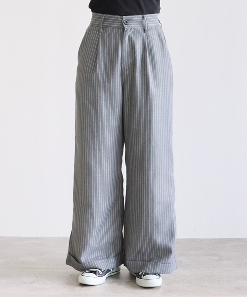 reca（レカ）の「ピンストライプ柄ワイドパンツ（その他パンツ・レディース・ブラック/チャコールグレー・FREE）」の19枚目の写真